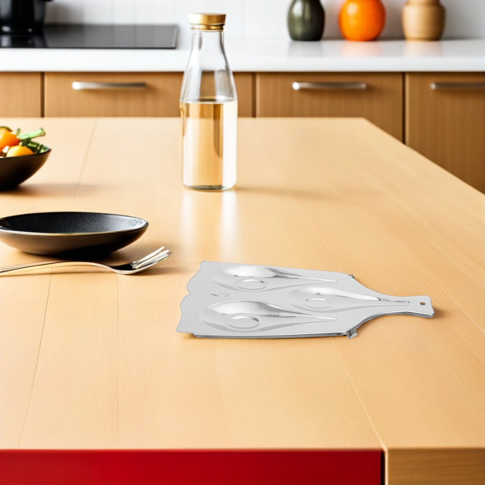 Kitchen Appliances Rack - Stainless Steel Three-Compartment Spoon Rest for