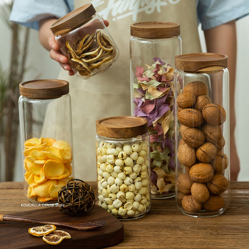 Wood Lid Glass Airtight Canist - Kitchen Appliances Manufacturers recension och pris
