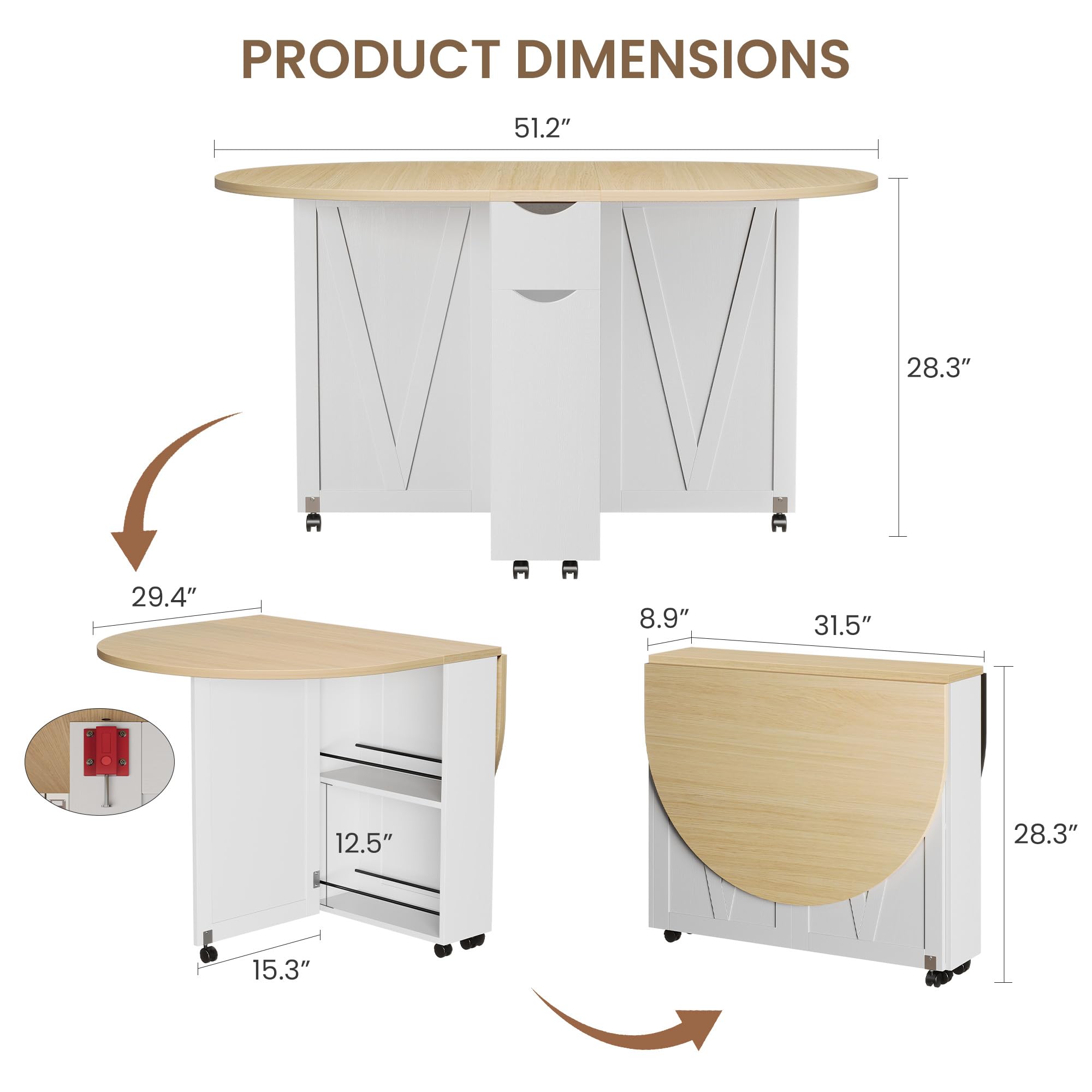 3-in-1 Folding Dining Table Wi - Kitchen Appliances Table recension och pris